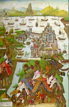 В 1453 году османские войска осадили Константинополь - так изображает осаду старинная гравюра. Империя была обречена.
